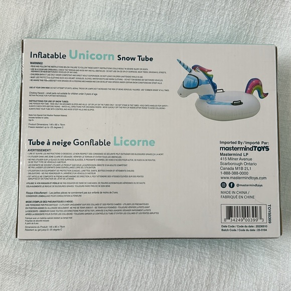 Mastermind Inflatable Unicorn Snow Tube - Picture 2 of 2